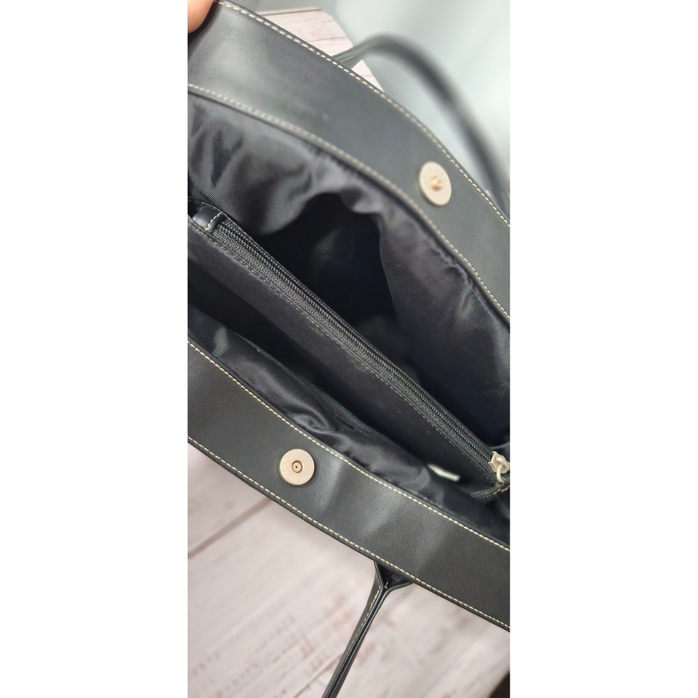 The Sak Elliott Lucca Black White Crochet Leather Trim Shoulder Bag Tote EUC - Picture 9 of 16